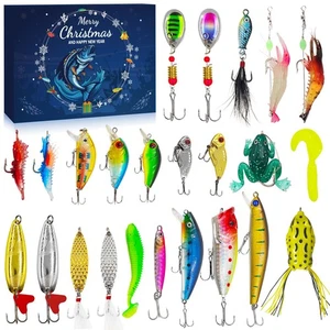 Calendario de Adviento de Pesca 2025-24 días cuenta regresiva de Navidad con 24 piezas de pesca... - Imagen 1 de 7