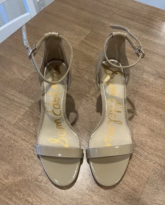 Sam Edelman Ariella Nude Patent Leather Ankle Strap Heels Dress Shoes - Image 1 of 4