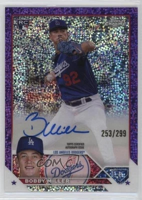 2023 Chrome Update Purple Speckle Refractor /299 Bobby Miller Rookie Auto RC - Image 1 of 2