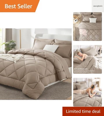 Комплект постельного белья Queen хаки - кровать в сумке королевский размер 7 предметов, роскошная мягкая кровать... - Изображение 1 из 4