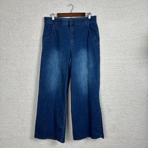 Democracy Jeans Womens 14 Blue Ab Solution Skyrise Tulip Hem Wide Leg Denim - Picture 1 of 16