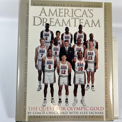 America's Dream Team 1992 USA Olympics Basketball Team 1st Ed Book and Card Foto 1 de 4