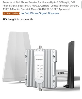 Amazboost Cell Phone Booster for Home -Up to 2,500 sq ft, Cell Phone Signal Boos - Image 1 of 4