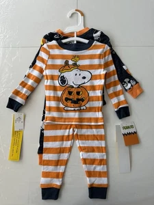 4-teiliges 12M Peanuts and Snoopy Baumwolle Halloween Pyjama Set - Orange - Bild 1 von 3
