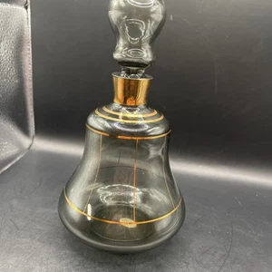 Vintage Smoked Glass And Gold Trim With Stopper Made In West Germany - Picture 1 of 8