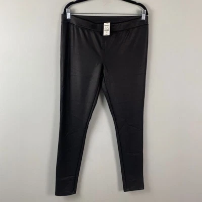 Express Faux Leather Leggings Size Large Black Low Rise Stretch - Image 1 of 4