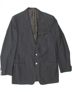 YVES SAINT LAURENT Mens 2 Button Blazer Jacket IT 52 XL Grey Pinstripe DD01 - Picture 1 of 3