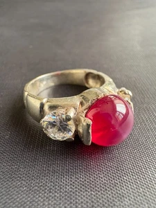 925 Sterling Silber Ring Rosa Rubin Stein Ring Handgefertigter Ring Größe 8,5 US - Bild 1 von 11
