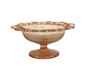 Vintage ANKER HOCKING Spitze Rosa Vertiefung Glas Fuß Servieren Süßigkeiten Schale - Bild 1 von 3