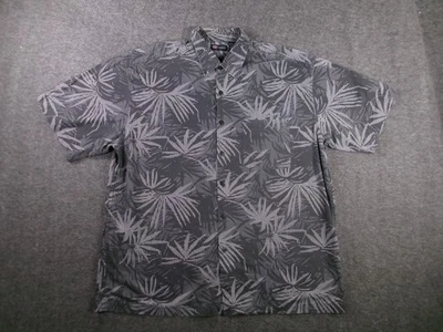 Camisa Gloria Desteñida Hombres Extra Grande Gris Hawaiano Floral Resort Tropical Playa Foto 1 de 4