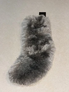 Rachel Zoe Luxury Plush Gray Metallic Faux Fur Christmas Stocking Gray 22" Long - Picture 1 of 5