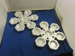 2er Set Schneeflocke 6 Gedecke Windlicht Teelicht Kerzenhalter Silber Zinnoptik - Bild 1 von 4