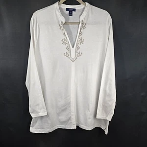 CHAPS Denim Cotton Tunic Studded Embellishment Size 1X Never Worn (NN-7) - Picture 1 of 8