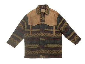 Vintage Woolrich Wool Leather Pads Thermolite Aztec Jacket Men’s Size M EUC - Picture 1 of 12