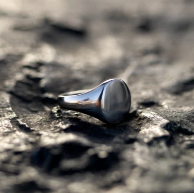 Silver Matte Signet Men's Ring, 925 Solid Sterling Silver, Gift For Boyfriend - Image 1 of 4