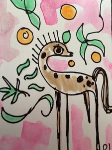 ACEO watercolor art by PJ, art card 2.5 x 3.5: abstract Appaloosa horse - Picture 1 of 2