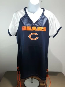NFL Chicago Bears Damen V-Ausschnitt Kurzarm Bedazzled Shirt, Größe LARGE, Neu ohne Etikett - Bild 1 von 12
