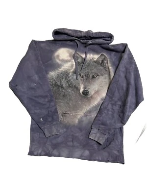 The Mountain Wolves Sweater Mens S Hoodie Marbled Dyed Purple Baggy - Image 1 of 4