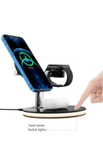 Chargeur sans fil magnétique 3 en 1 avec station de charge rapide pour chargeur Mag-safe - Photo 1 sur 44