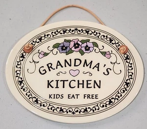 GRANDMAs KITCHEN Kids Eat Free Wall Plaque Trinity Pottery Handcrafted Wall Hang - Picture 1 of 5