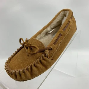 Minnetonka Cassie 4839 Slipper Moccasin Brown Leather Suede Round Toe Size 13 - Picture 1 of 10