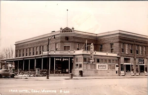 CODY WYOMING IRMA HOTEL STREET SCENE OLD REAL PHOTO POSTCARD - Picture 1 of 2