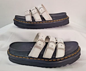 Dr Martens Womens 3 Strap White and Black Platforn Leather Sandals Size 7 - Picture 1 of 4