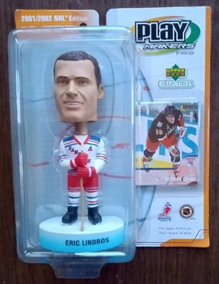01 02 Upper Deck ERIC LINDROS Playmakers 7" Bobblehead - New York Rangers Foto 1 de 3