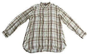 Lauren Ralph Lauren Top Womens XXL Soft Plaid Button Up Roll Tab Long Length - Picture 1 of 18