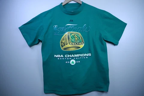 Vintage Boston Celtics Shirt Adult Large Green 2008 NBA Champion Tee Mens Cover