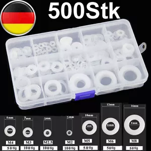 500Stk Unterlegscheiben Kunststoff Beilagscheiben Nylon Distanzscheiben M2-M8 - Bild 1 von 10