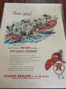 Vintage 1954 Texaco Dalmation Puppies Water Sledding ad - Picture 1 of 1