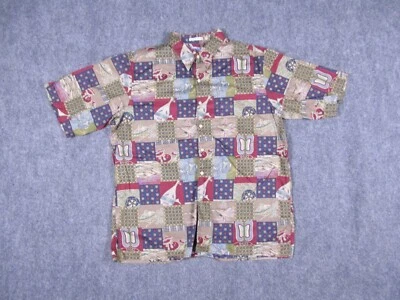 Camisa Reyn Spooner Abotonada Para Hombres Extra Grande Marrón Japón Estilo Retazos Feudal Foto 1 de 4