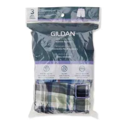 Mens Boxers 3 Pack 2XL 44-46 Gildan Classic Woven Boxers Multicolor Plaid - Image 1 of 2