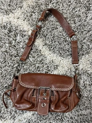 Women’s Roots Canada Emily Satchel Brown Leather Shoulder Bag Handbag Small - Image 1 of 4