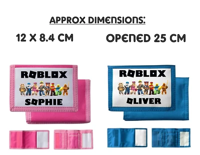 Personalised Roblox Girls Boys Name Wallet - Kids Pink Blue Money Wallet / Purse - Image 1 of 3