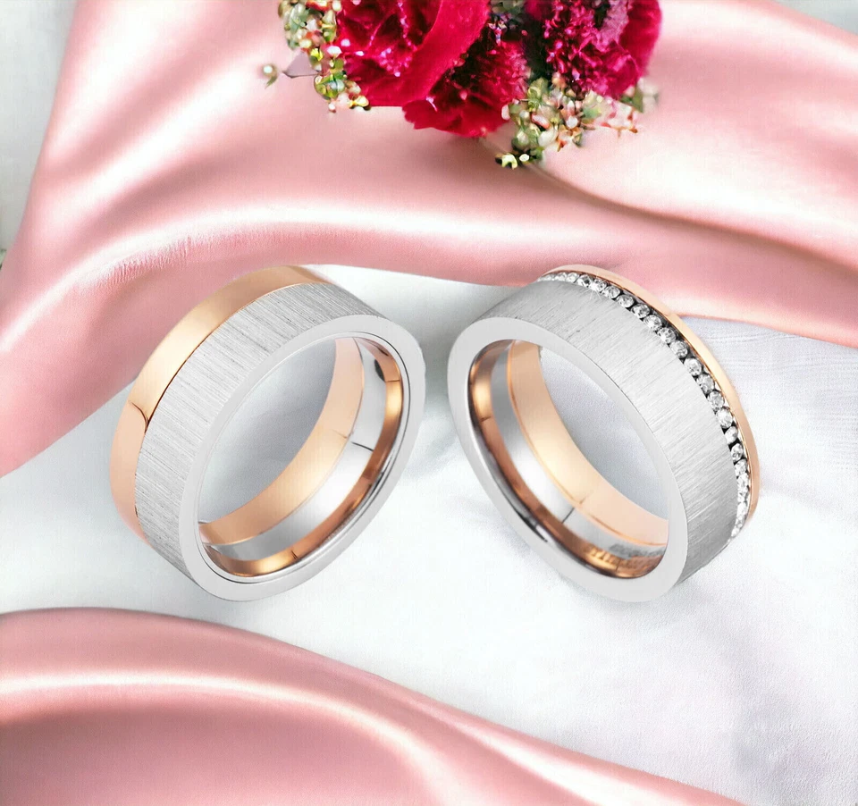 Verlobung Hochzeit Partnerschaft Edelstahlring Partnerring Fingerring Damen Herr - Bild 1 von 4