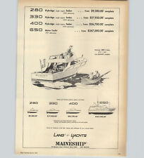 1970 PAPER AD 2 PG Maineship Lang Yachts Fiberglass Hulls Motor Boat Flybridge