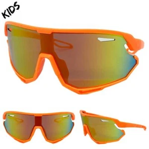 Kids Boys Girls Sports Baseball Cycling Retro Wrap Shield SUN GLASSES Ages 6-12 - Picture 1 of 6