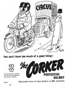 1954 Advert for CORKER Motor Cycle Crash Helmets Small Vintage Original Print Ad - Picture 1 of 1