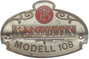 Vintage Music Phonograph Brass Label Sign Plaque ''Kantofon Modell 108'' - Picture 1 of 5