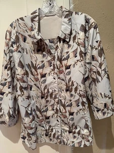 Blusa top Royal Robbin manica 3/4 stampa foglia taglia XL - Foto 1 di 7