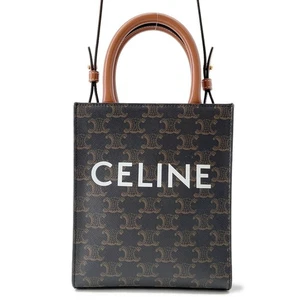 CELINE Triomphe Vertical Cabas Size Mini PVC/Leather Tan 194372 - Picture 1 of 17