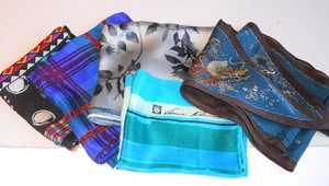 LOT (5) VINTAGE Women's 100% SILK SCARVES-ANNE KLEIN, LIZ CLAIBORNE, OSCAR- RARE - Picture 1 of 8