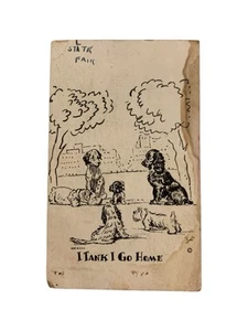 “I Tank I Go Home” La. State Fair B&W Cartoon Dog Postcard Unmarked  - Picture 1 of 2