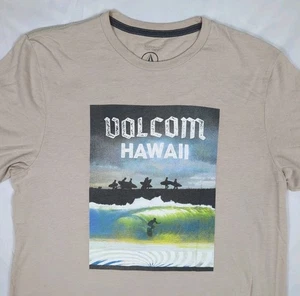 VOLCOM HAWAII Modern Fit Beige Surfing Graphic T-SHIRT Men's S - Picture 1 of 7