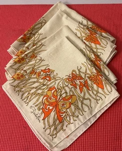 Juego de 4 servilletas MCM EMILIO PUCCI - años 60, 70, mariposas naranjas - Imagen 1 de 7