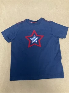 Hanna Andersson 110 Jungen Kurzarm T-Shirt patriotisch rot weiß blau Sterne Applikation - Bild 1 von 5