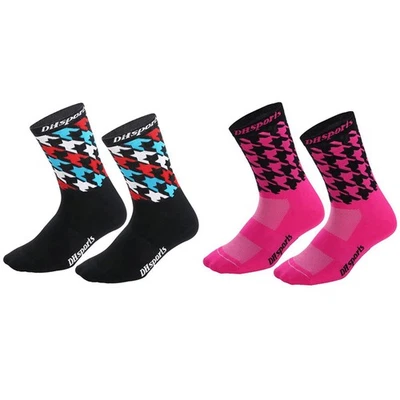 2Pairs Cycling Socks Riding Bicycle Bike Sports Ankle Socks XC MTB Pink Black - Image 1 of 4