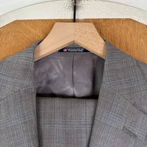 Hart Schaffner Marx Suit Mens 41R Gray Prince of Wales 2 Button Canvas Wool - Picture 1 of 22
